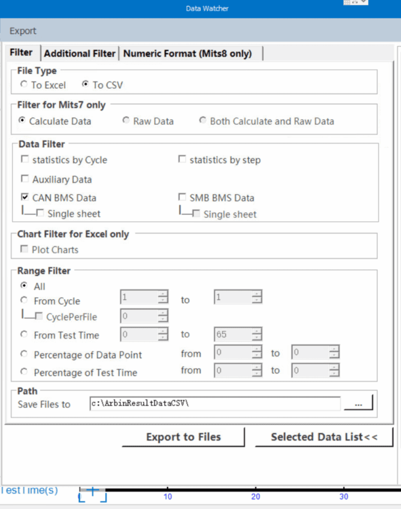 Exportieren von CAN-Daten in CSV - Software-Screenshot zeigt Schritt für Schritt den Export von CAN-Daten